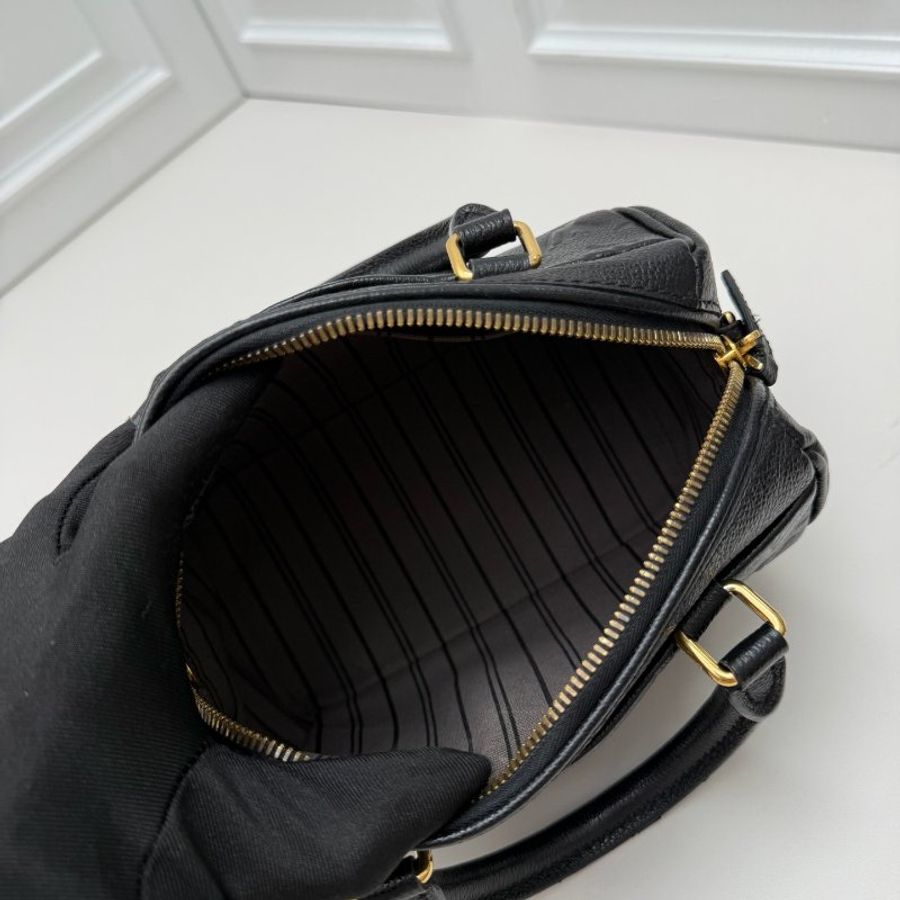 芯片款 路易威登/Louis Vuitton Speedy 20 黑色壓紋牛皮枕頭包-9