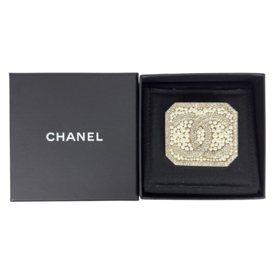 CHANEL CC 水鑽 珠珠 胸針-13