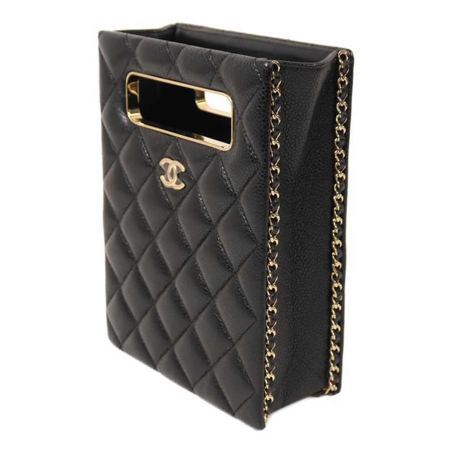 CHANEL 牛皮皮革Evening Box鏈帶手挽肩背兩用袋-2