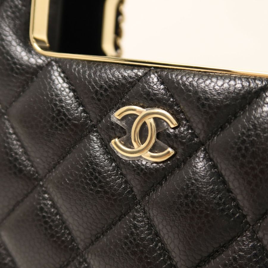 CHANEL 牛皮皮革Evening Box鏈帶手挽肩背兩用袋-9
