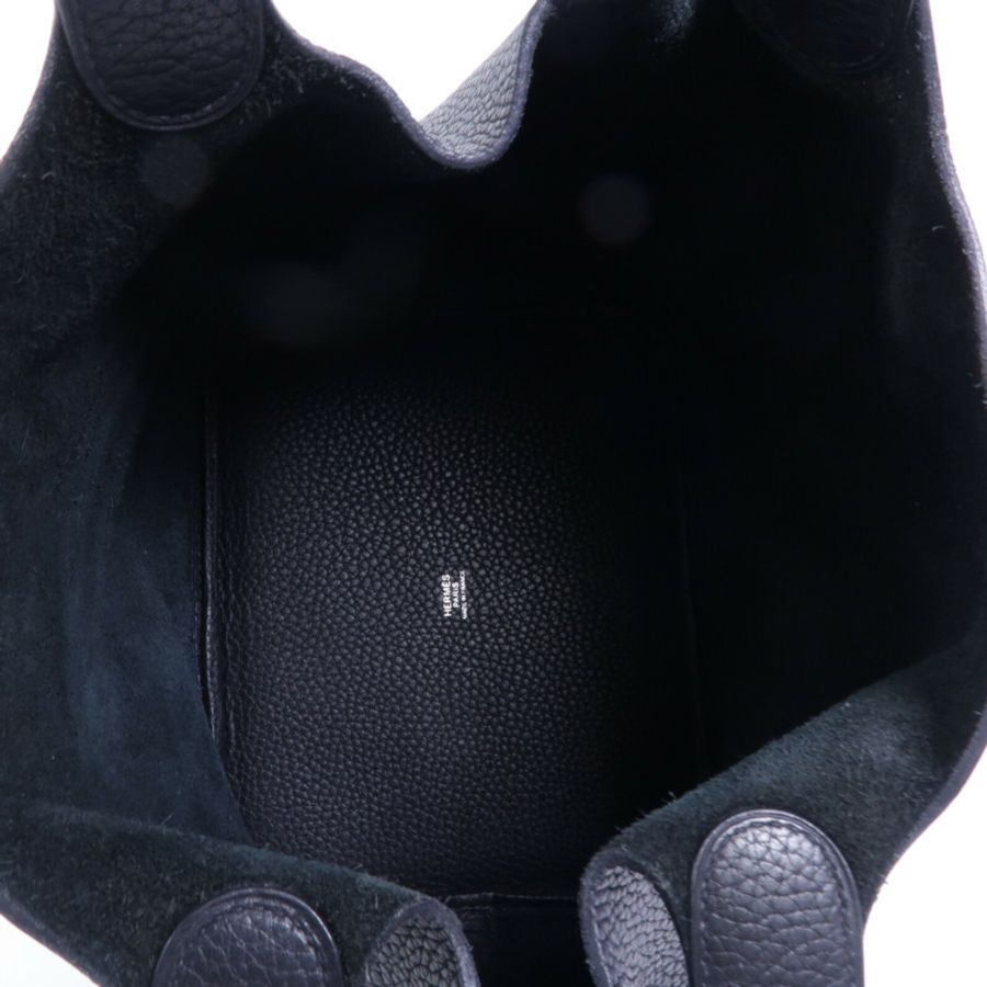 HERMES Clemence皮革Picotin MM手挽袋Noir-4