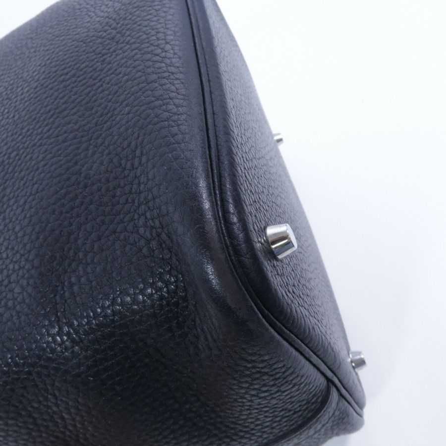 HERMES Clemence皮革Picotin MM手挽袋Noir-10