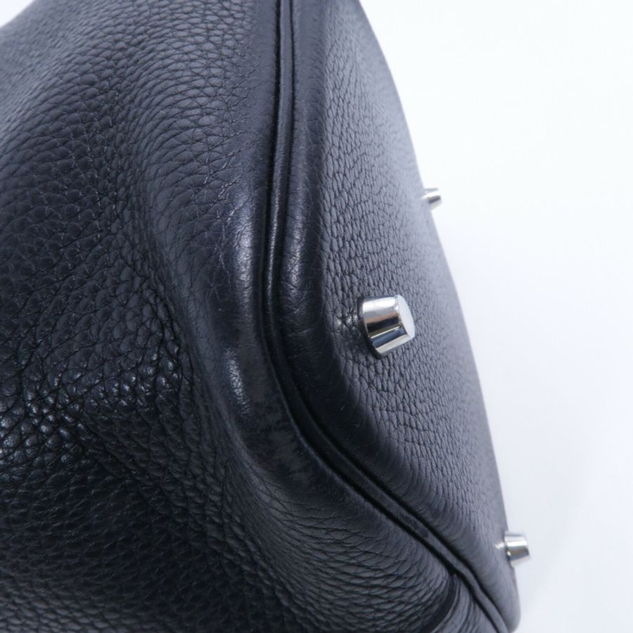 HERMES Clemence皮革Picotin MM手挽袋Noir-12