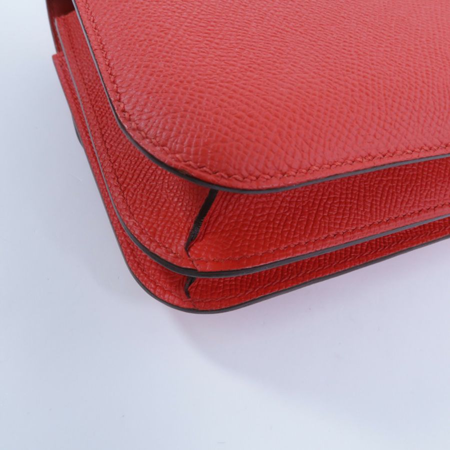 HERMES Epsom皮革Constance Mini肩背袋Rouge Tomate-12