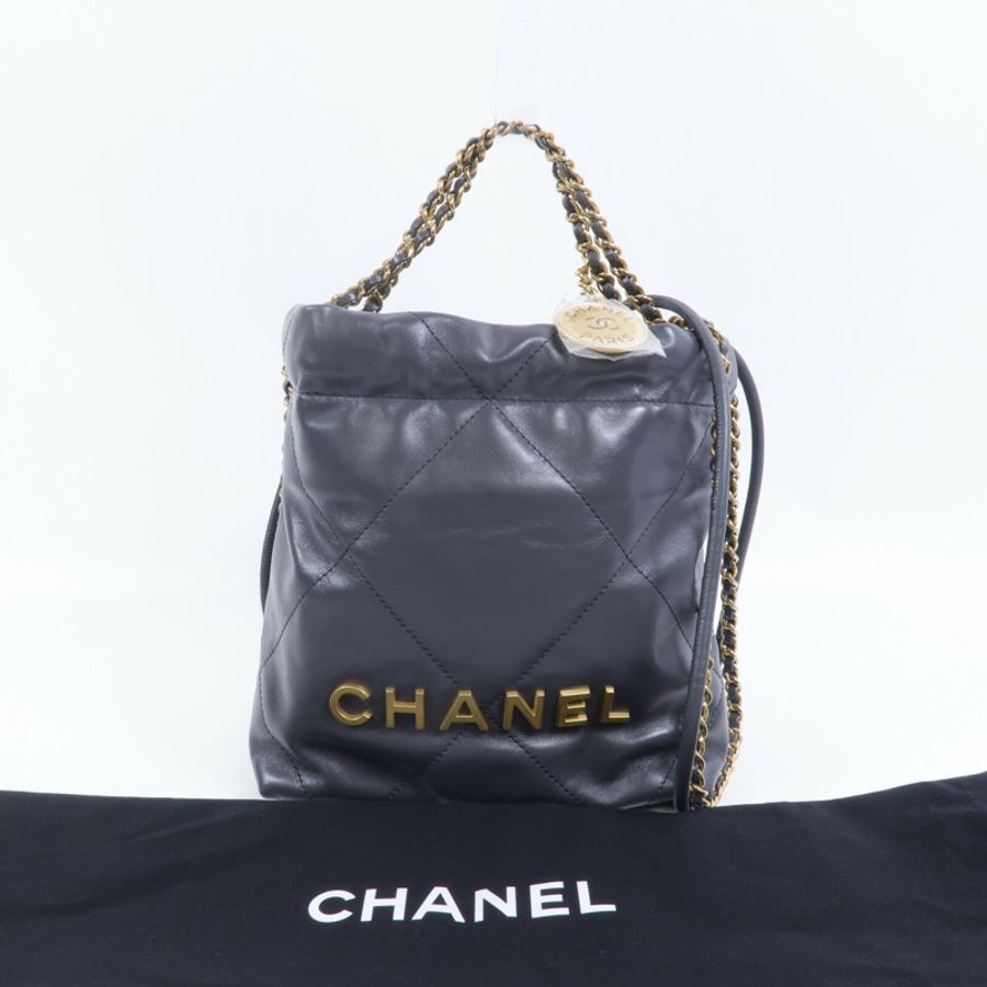 CHANEL 牛皮皮革Chanel 22 Mini鏈帶手挽肩背兩用袋-10