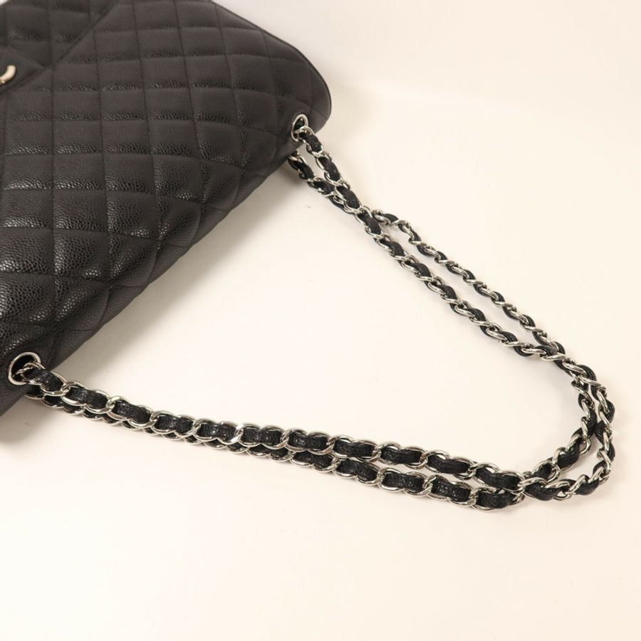 CHANEL 牛皮皮革Maxi Classic鏈帶肩背袋-8