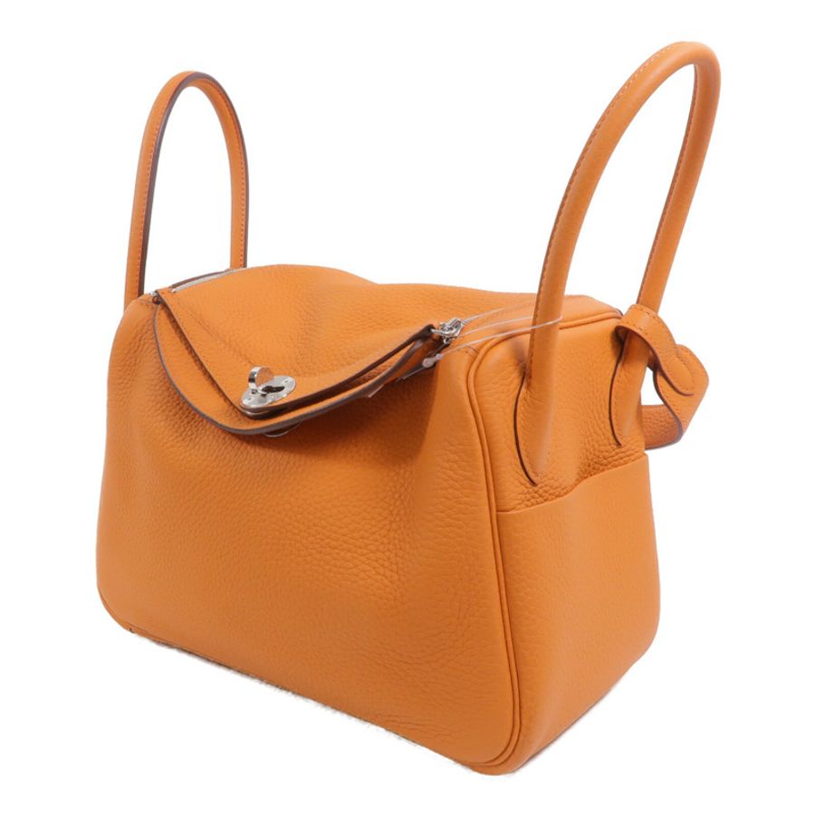 HERMES Clemence皮革Lindy 26手挽肩背兩用袋Orange-2