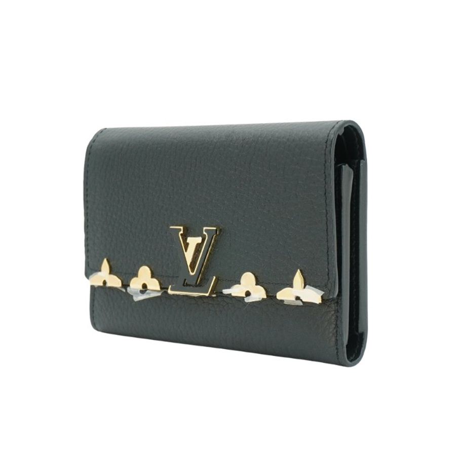 Louis Vuitton 展示品 Capucines Taurillon 牛皮釦式三折中夾(M82764-黑)-1