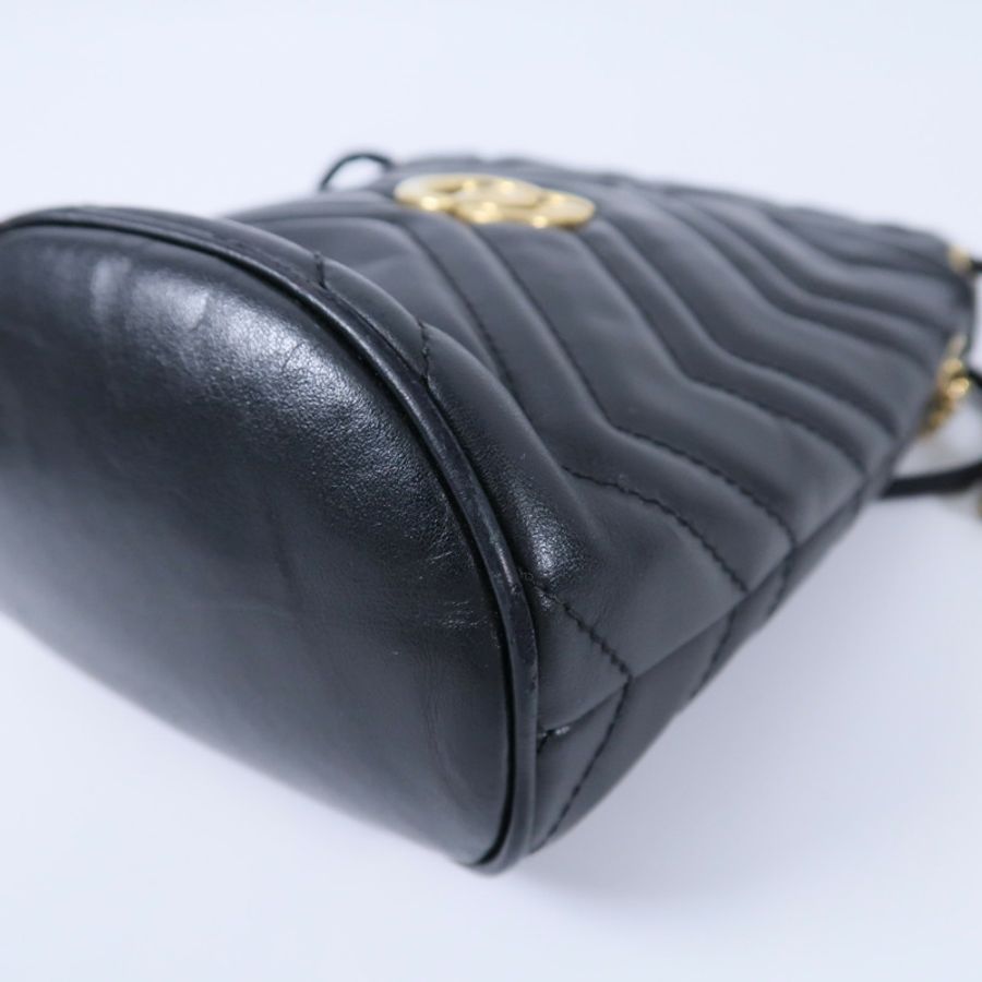 GUCCI 牛皮皮革GG Marmont Mini Bucket鏈帶肩背袋-8