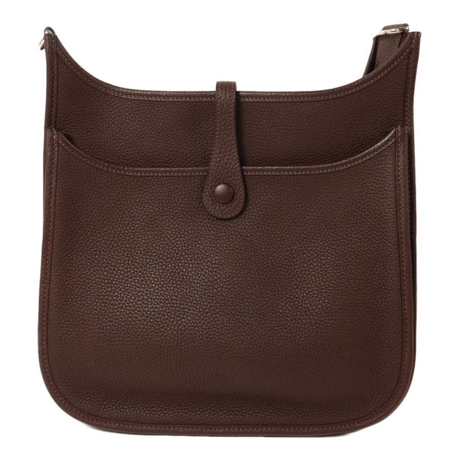 HERMES Clemence皮革Evelyne PM肩背袋Rouge Sellier-1