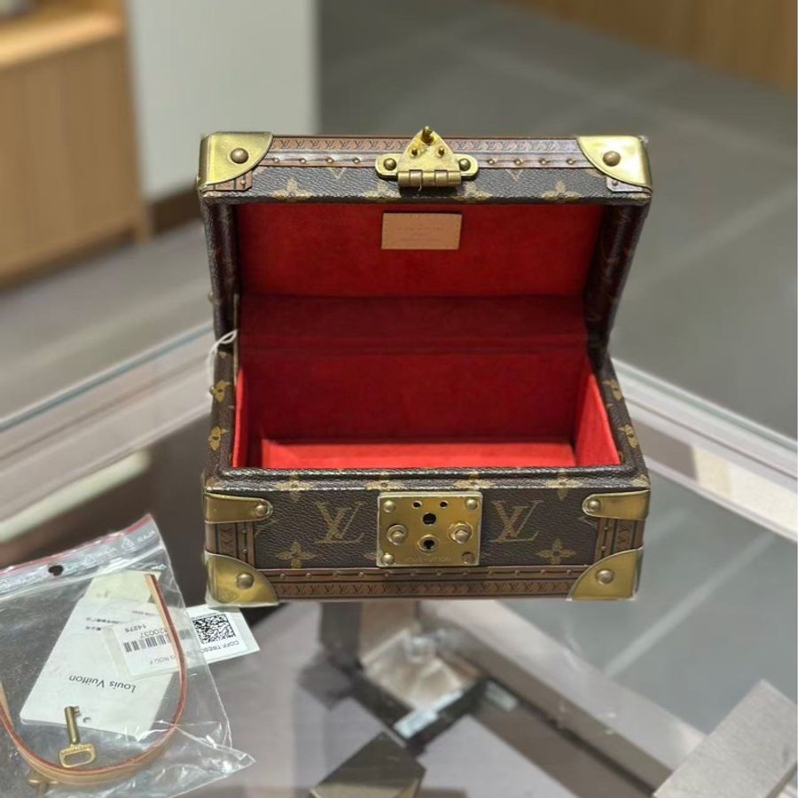 LV/路易威登 Coffret Tresor 20老花首飾箱 經典老花+金屬邊角 紅內里  尺寸：20*12*10cm-1