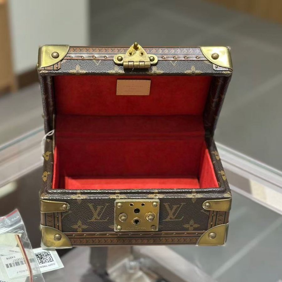 LV/路易威登 Coffret Tresor 20老花首飾箱 經典老花+金屬邊角 紅內里  尺寸：20*12*10cm-3