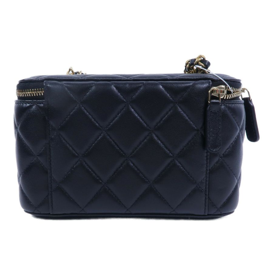 CHANEL 羊皮皮革Vanity Case With Gold Ball鏈帶手挽肩背兩用袋-1