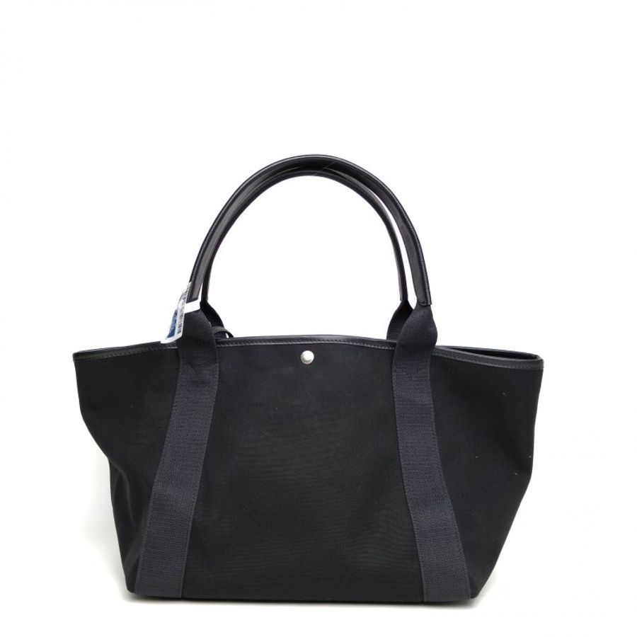 BALENCIAGA 黑色帆布銀扣Biarritz托特包手提包中號肩背包-2