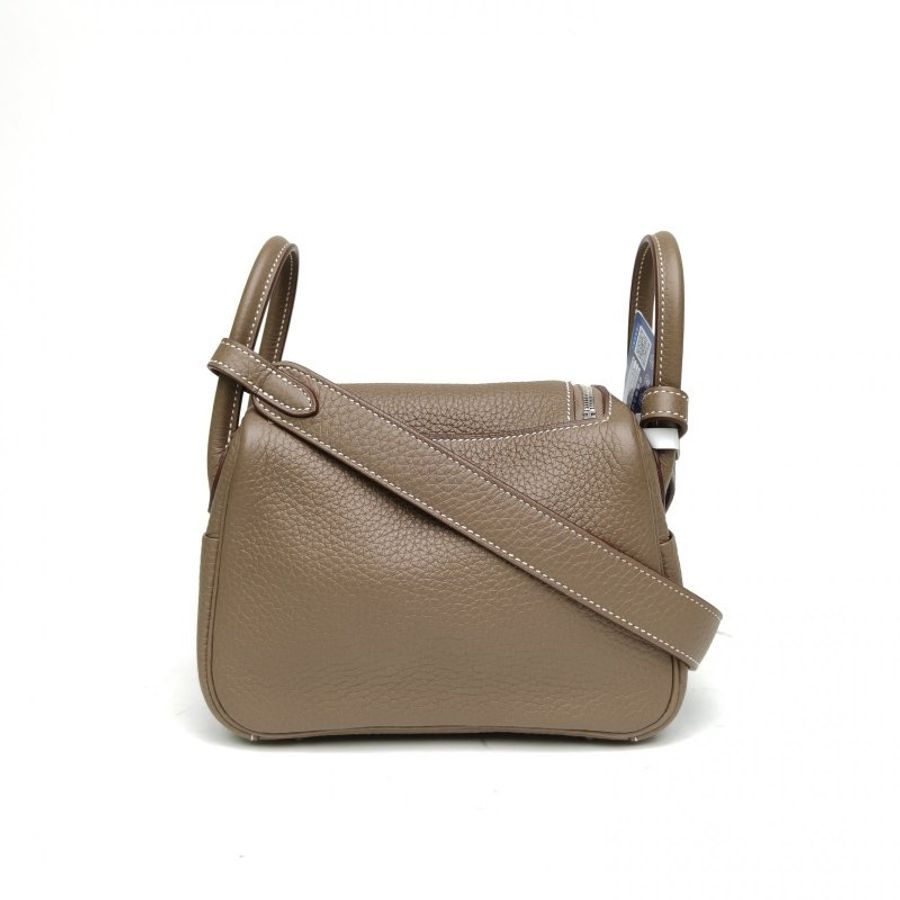 HERMES LindyMini18大象灰TC皮Z刻銀扣肩背包-2