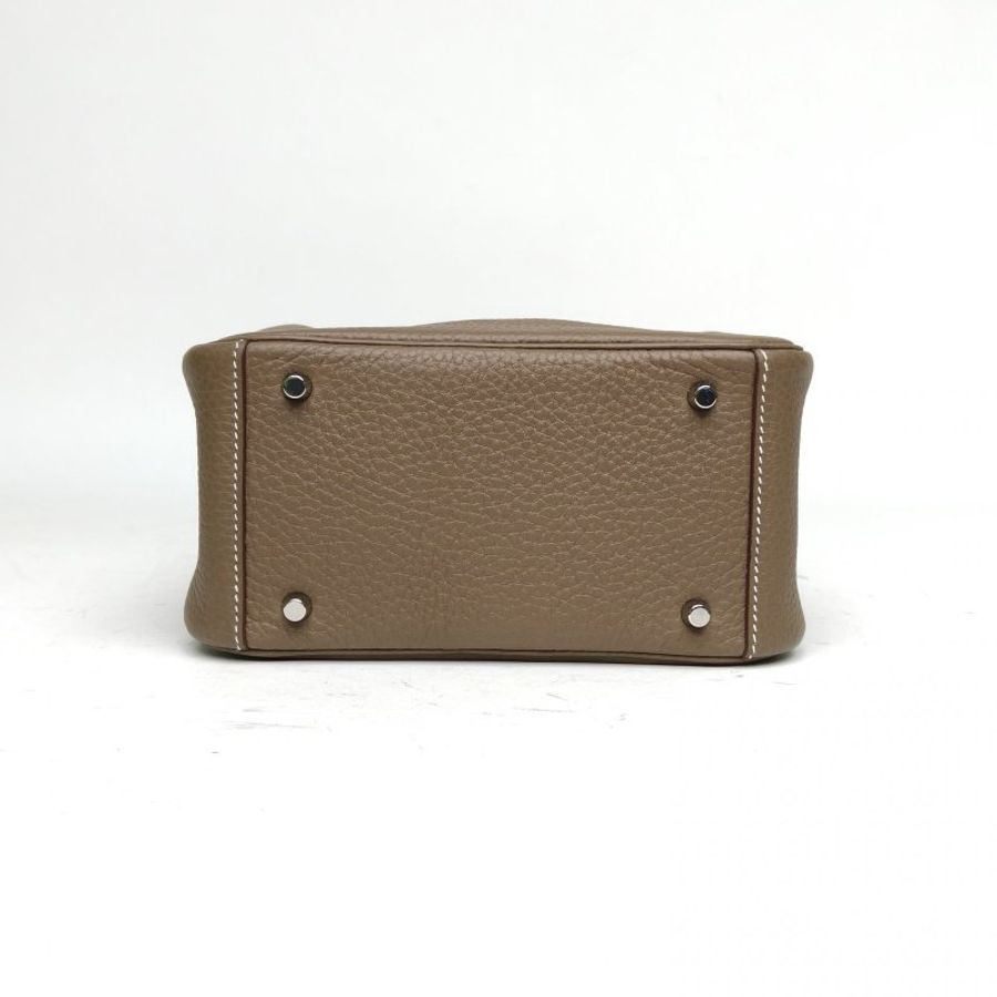 HERMES LindyMini18大象灰TC皮Z刻銀扣肩背包-4