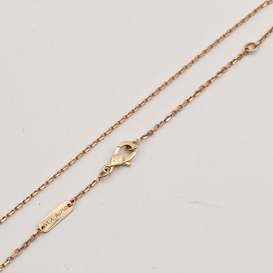 VAN CLEEF&ARPELS VintageAlhambra中號單花項鏈滿鑽18K玫瑰金/鑽石-3