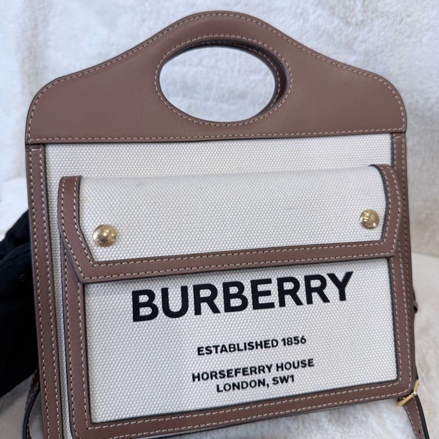 BURBERRY✨8031746 POCKET雙色帆布郵差包斜背包手提包-2
