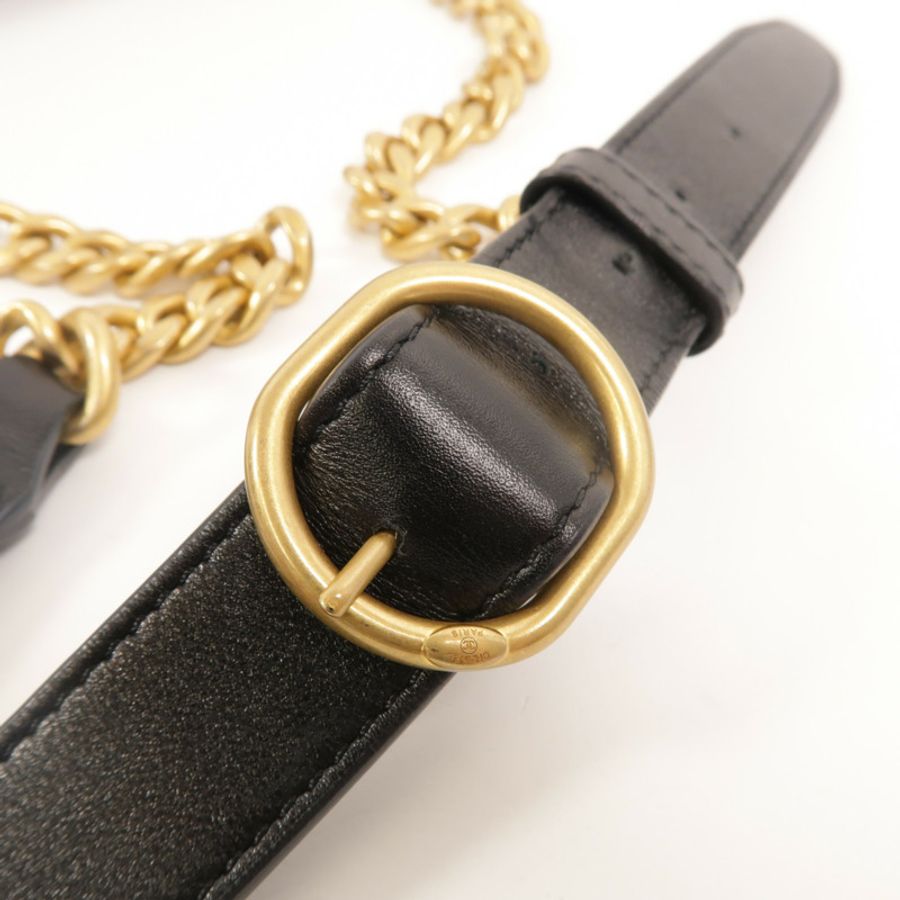CHANEL 牛皮皮革Chain Shoulder鏈帶肩背袋-15