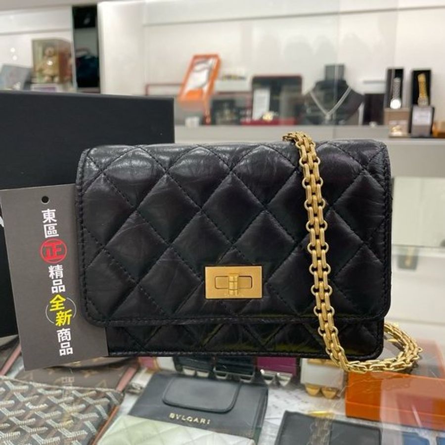 東區正精品㊣CHANEL AP1764 全新香奈兒黑色羊皮2.55金扣晚宴包斜背包 RZ3241-0