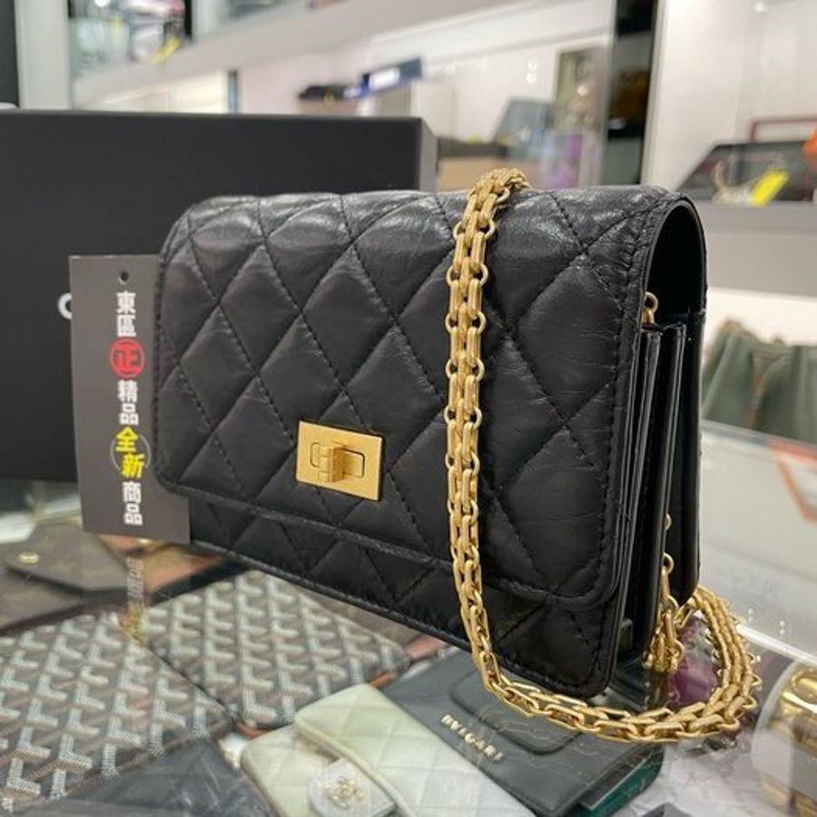 東區正精品㊣CHANEL AP1764 全新香奈兒黑色羊皮2.55金扣晚宴包斜背包 RZ3241-2