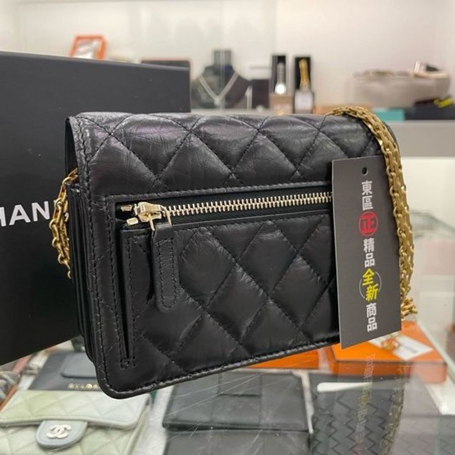 東區正精品㊣CHANEL AP1764 全新香奈兒黑色羊皮2.55金扣晚宴包斜背包 RZ3241-7