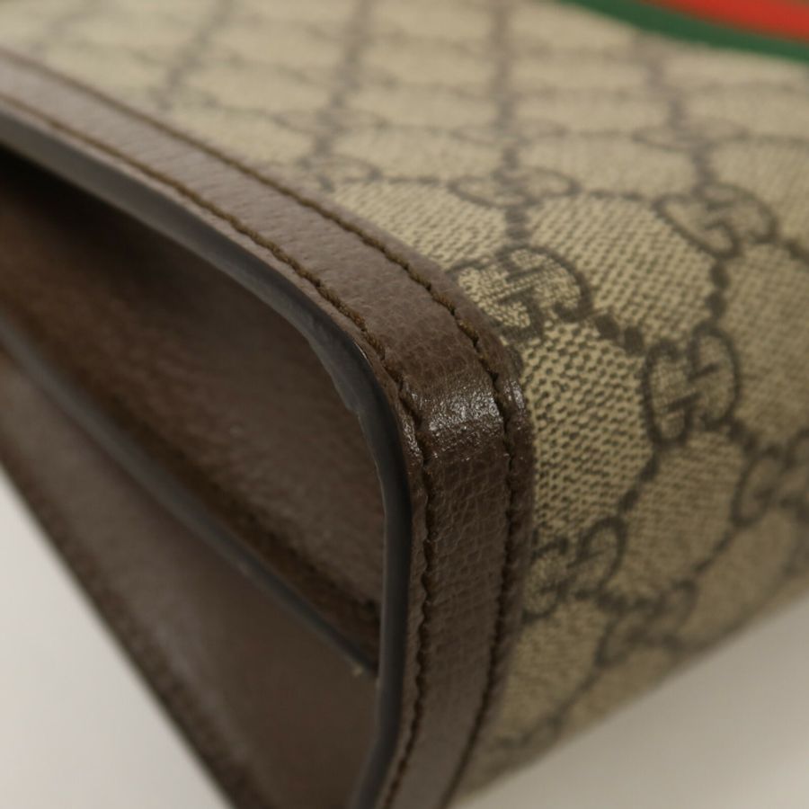 GUCCI 塗層帆布Ophidia GG鏈帶肩背袋-12