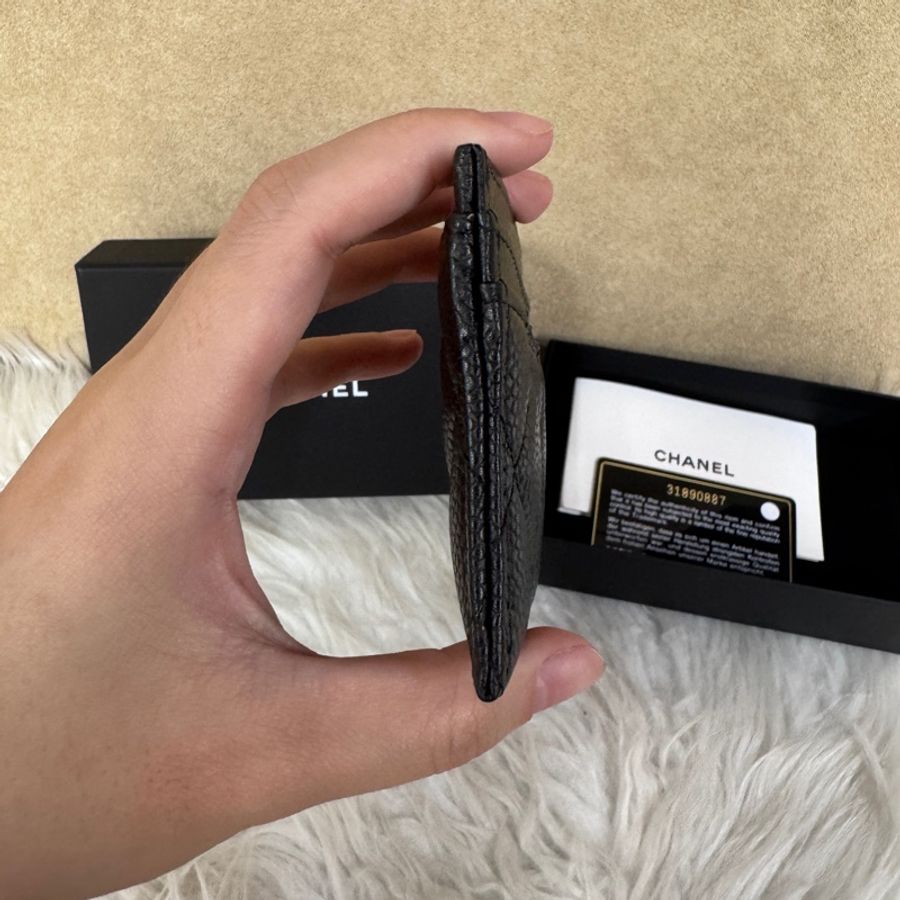 Chanel 經典款卡夾黑銀荔枝皮 閒置品-4