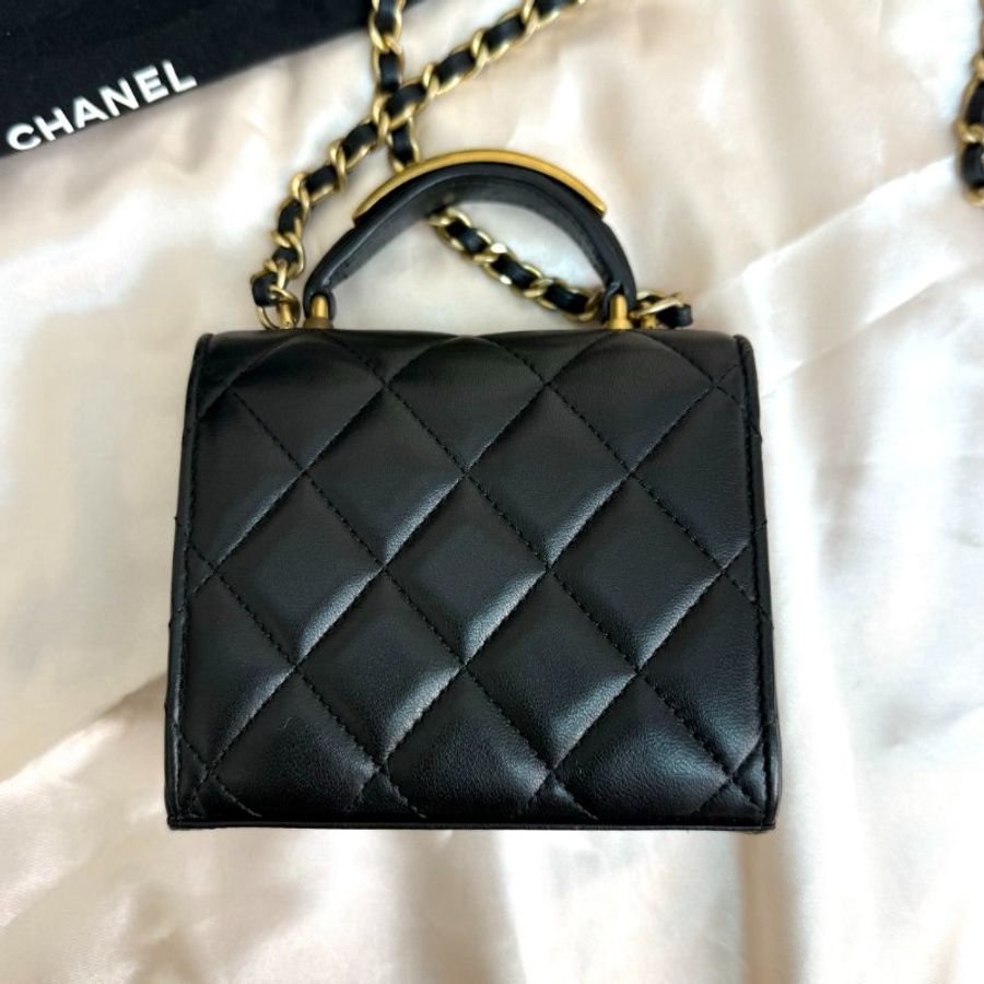 Chanel 22B小廢包 金屬手柄 羊皮 黑色-2