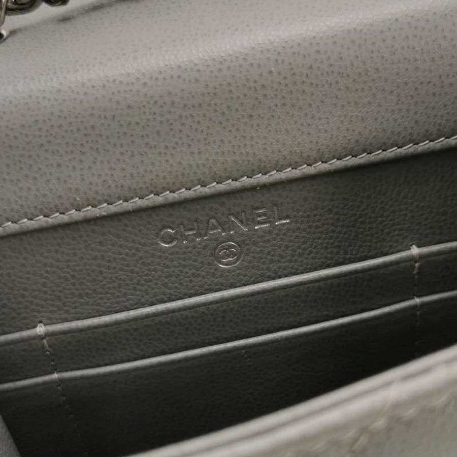 Chanel 牛皮純色字母logo斜背包單肩包-7