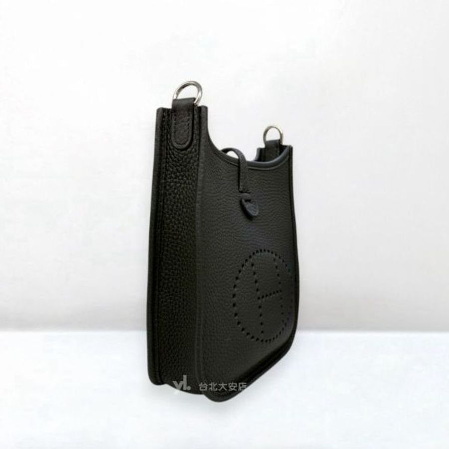 A13813-HERMES Mini Evelyne 89黑色TC皮銀釦斜背包H085945CKAD-1