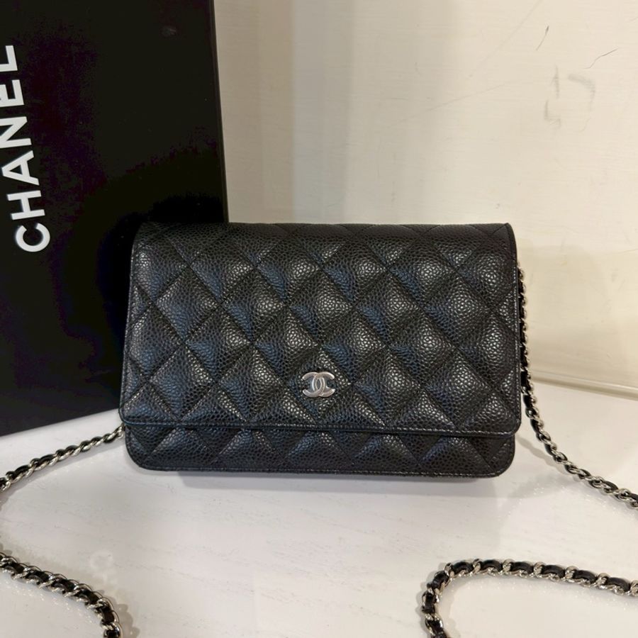 CHANEL香奈兒黑銀荔枝牛皮WOC發財包🤴🏻-12