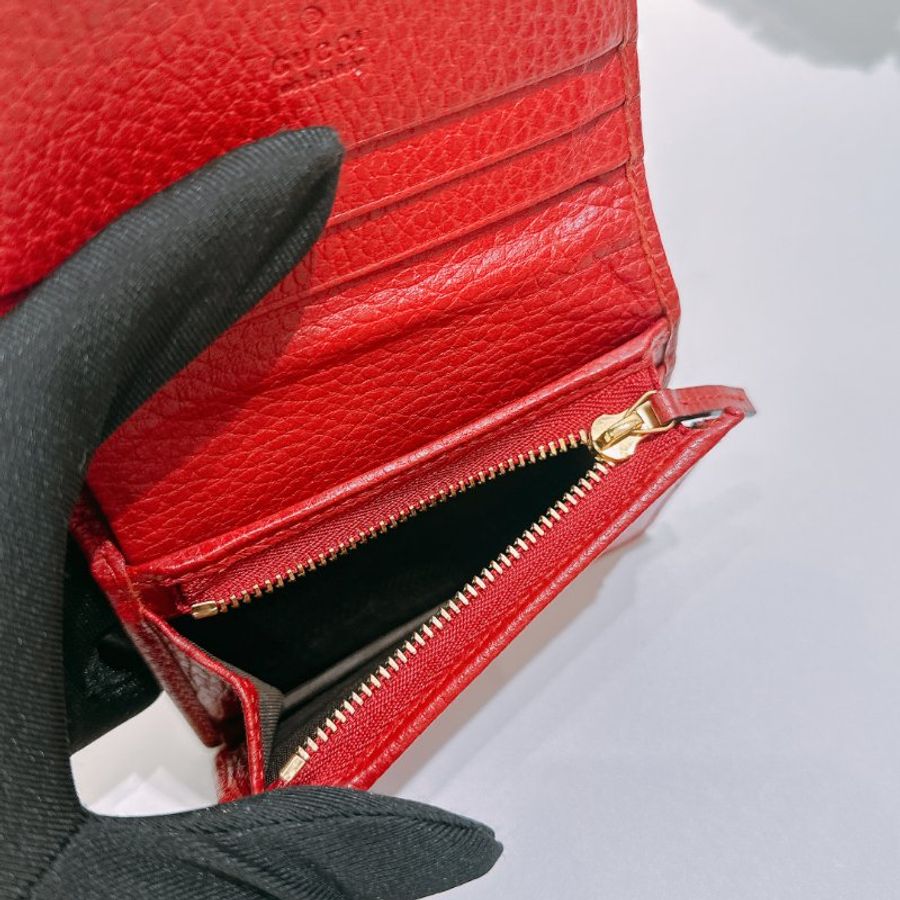 TW4845 Gucci 古馳 真皮短錢包 真皮 GG Marmont Tri-Fold Wallet Red x GHW-11