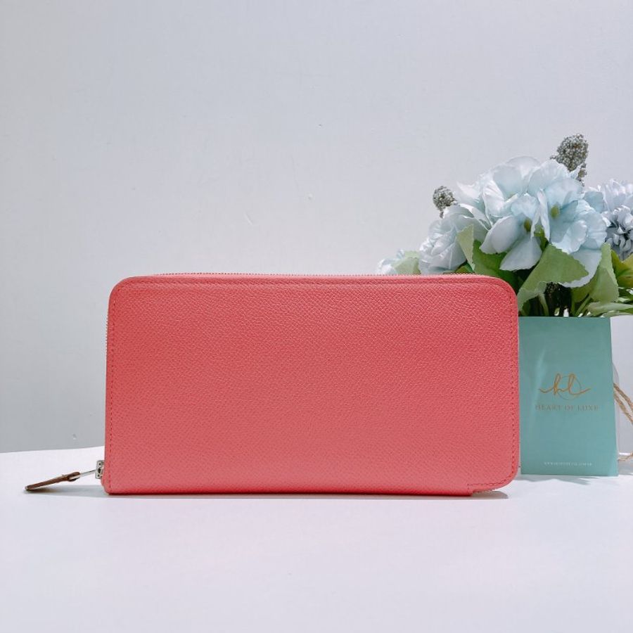 TW4842	Hermes 愛馬仕單色拉鍊長銀包 Silk In Long Wallet Rose Azalee Epsom-0