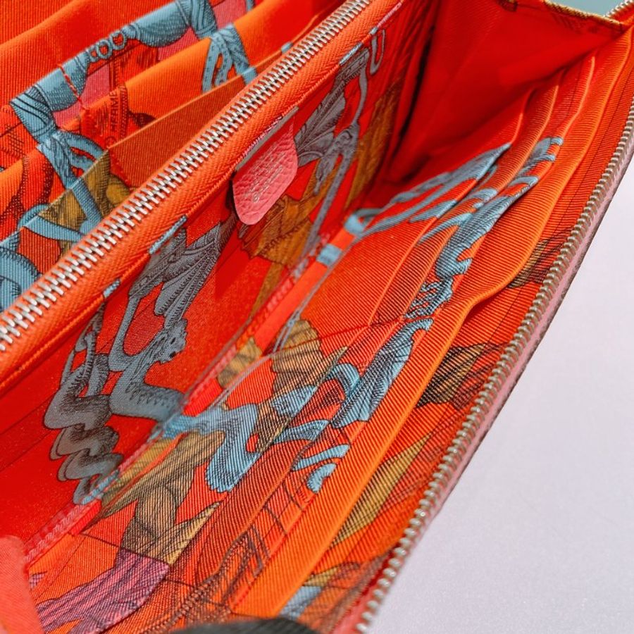 TW4842	Hermes 愛馬仕單色拉鍊長銀包 Silk In Long Wallet Rose Azalee Epsom-12
