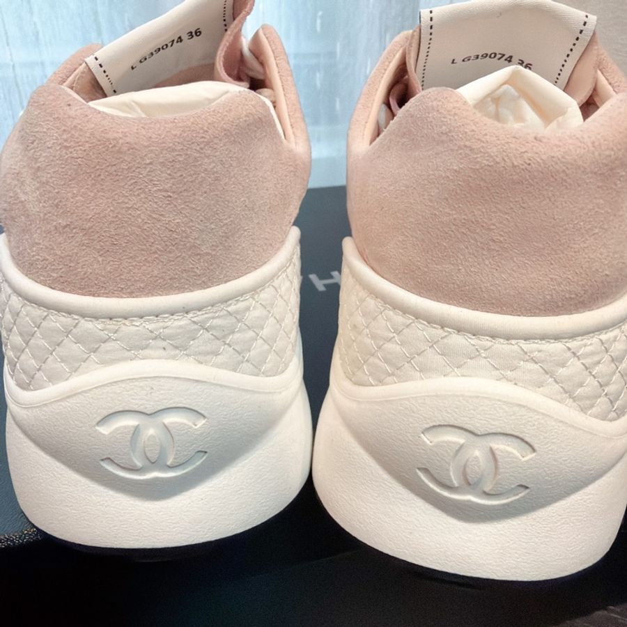 二手精品自賣❤️近新香奈兒Chanel粉色系麂皮休閒鞋👟36號-10