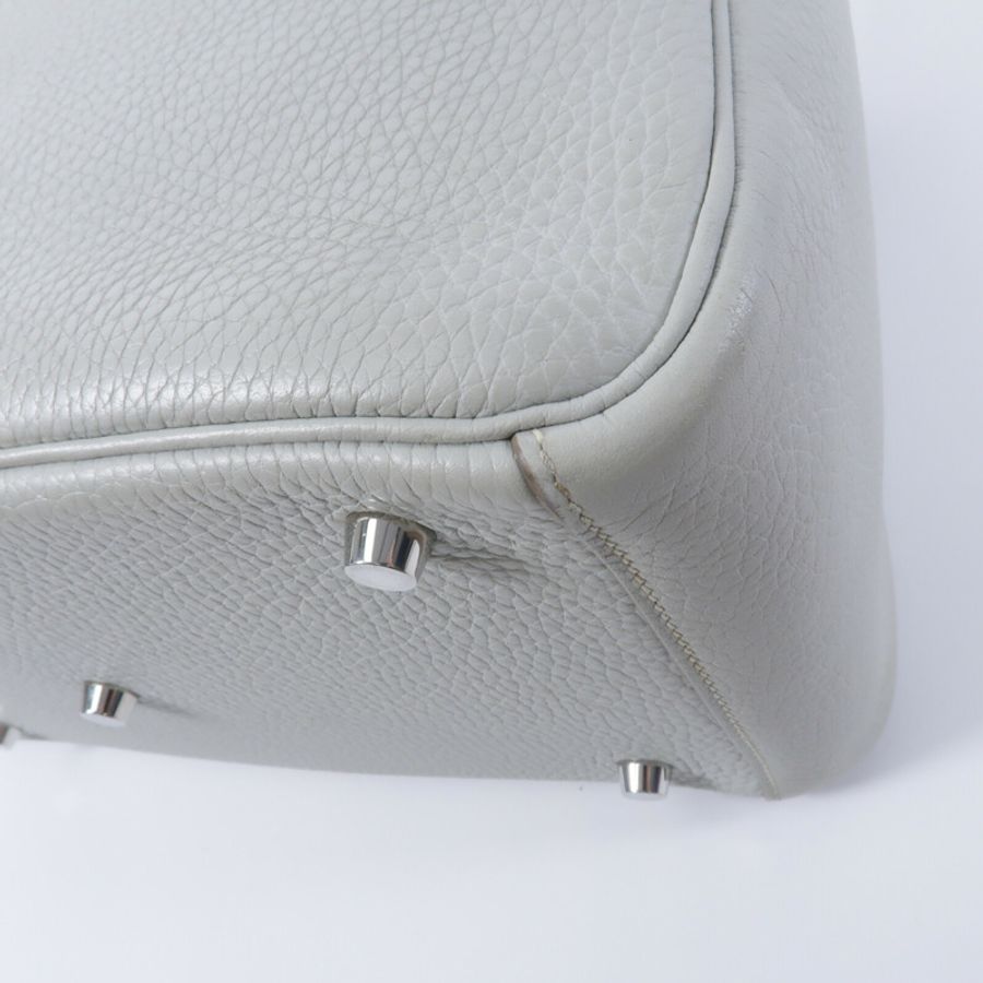 HERMES Clemence皮革Lindy 30手挽肩背兩用袋Craie/Crevette-12