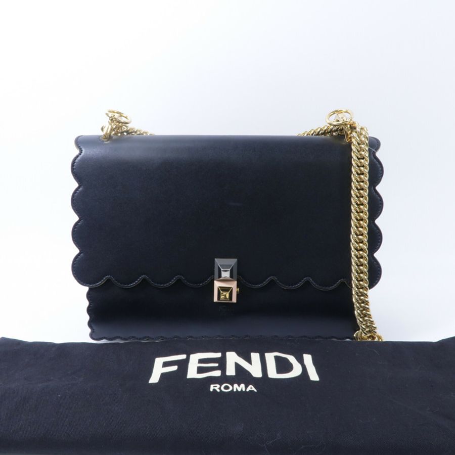 FENDI 牛皮皮革Kan I鏈帶肩背袋-9