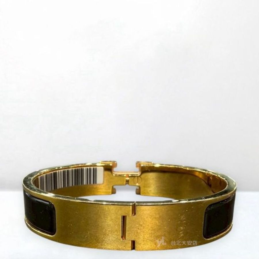 A13166-Hermes Clic H 黑窄版琺瑯鍍金H手環H700001F 01GM-3