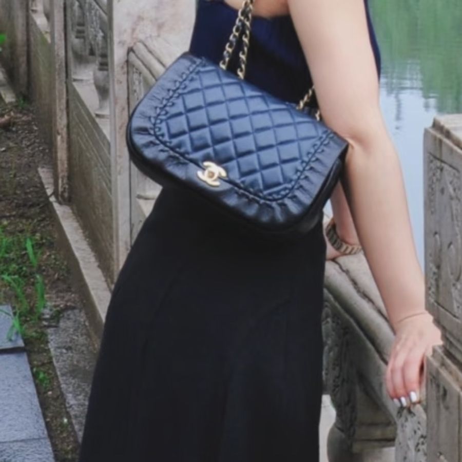 90% new Chanel Braided Saddle Flap Bag-4