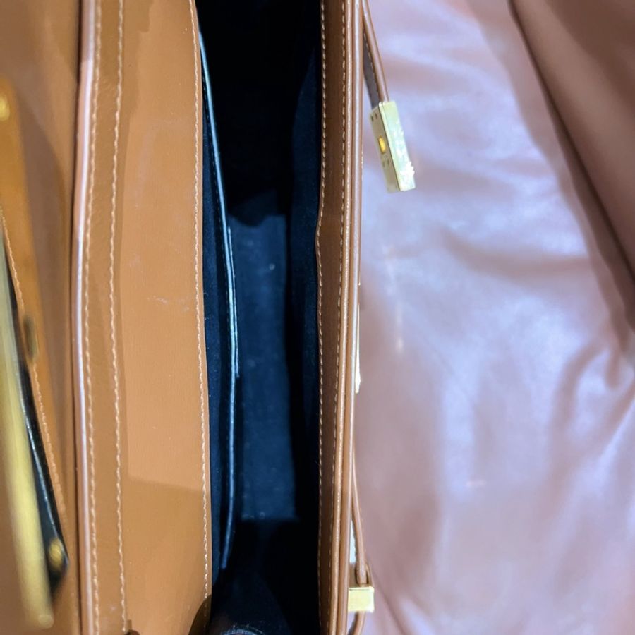 YSL聖羅蘭曼哈頓拼色包  焦糖牛皮+米白帆布 金色五金 24x17.5x6cm 單肩斜挎-8