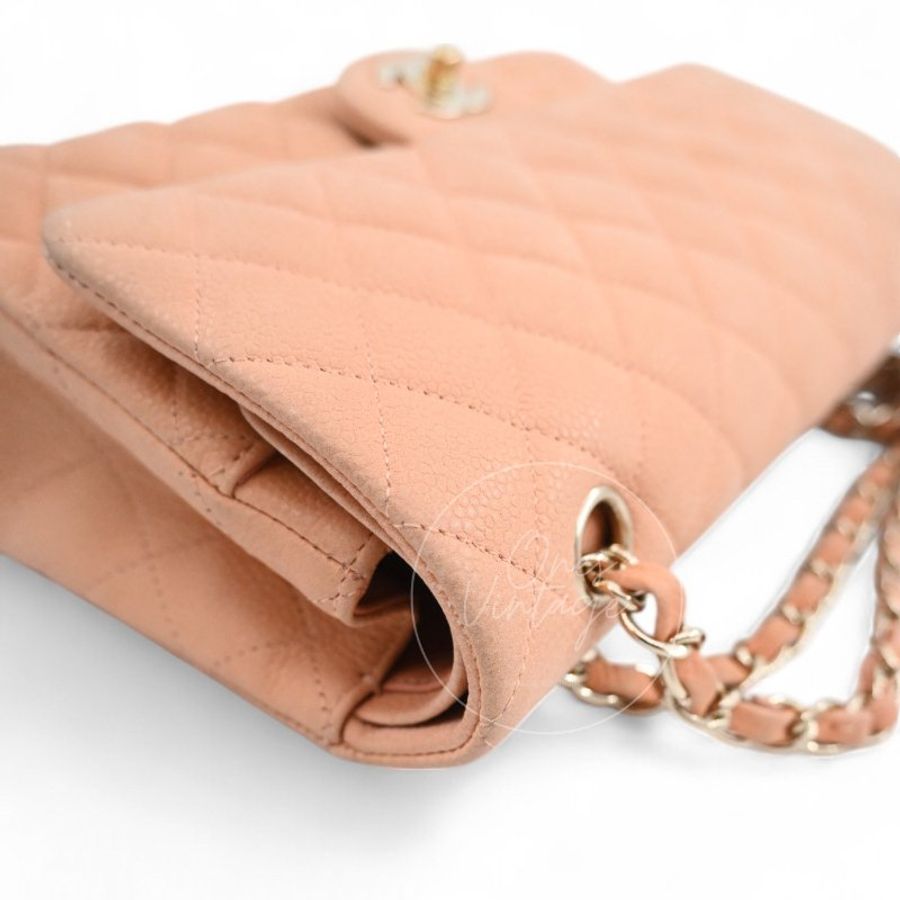 中古 香奈兒 Chanel CF25 中號Medium 經典Classic Flap Bag 翻蓋包 米色荔枝皮 Beige Caviar-15
