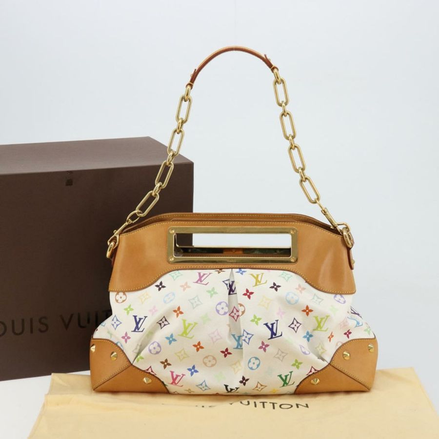 【日本直送】路易威登 Monogram Multicolor Judy GM 單肩包 白色 M40253 正品 ka4325V-11