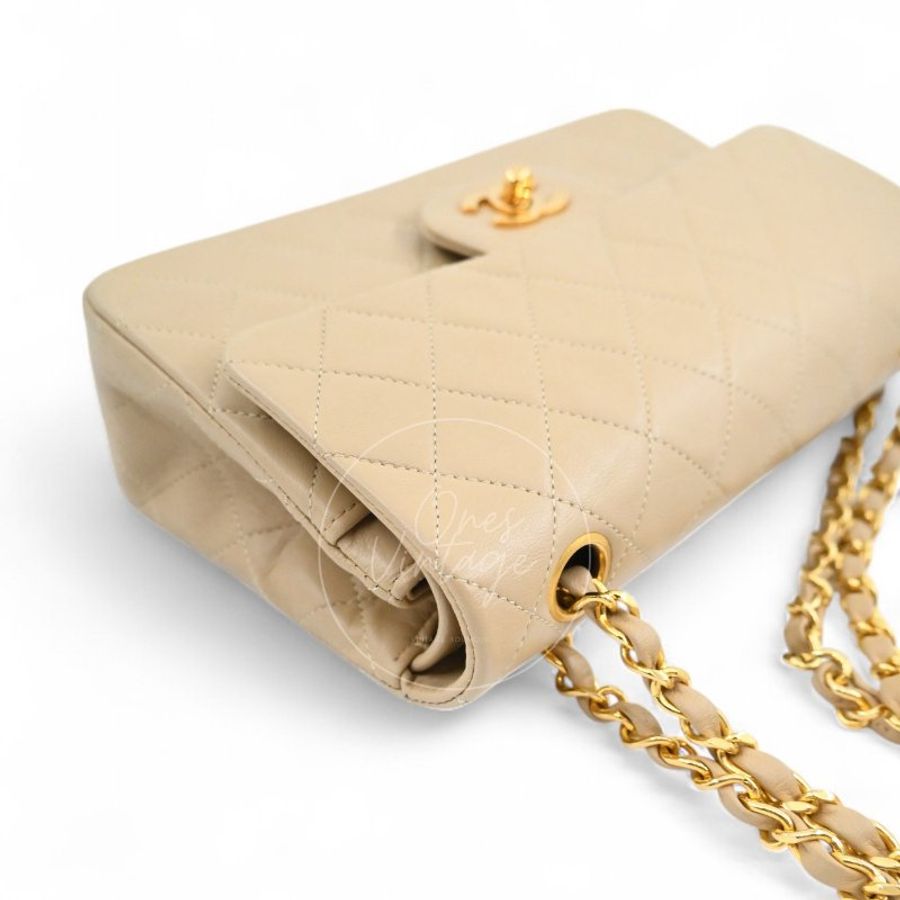 中古 香奈兒 Chanel CF23 小號Small  經典翻蓋包 米色小羊皮Beige Lambskin  Classic Flap Bag-12