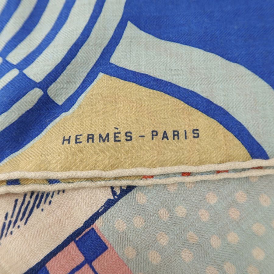 HERMES 羊絨/絲質Giant Triangle Scarf絲巾-5