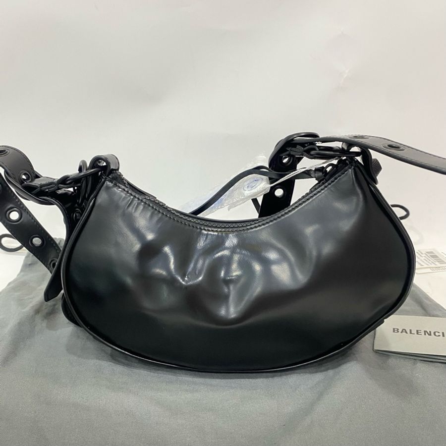 🆕全新❤Balenciaga/巴黎世家 le cagole黑色小羊皮月亮包機車斜挎包 正品💛-2