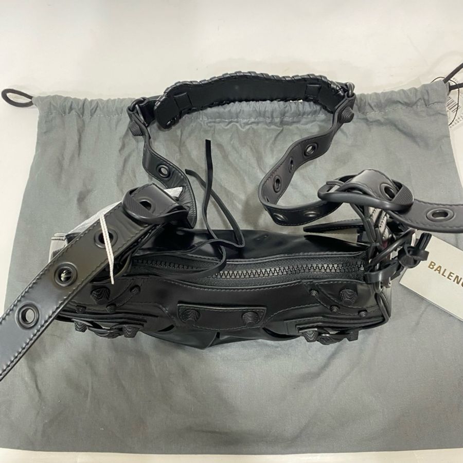 🆕全新❤Balenciaga/巴黎世家 le cagole黑色小羊皮月亮包機車斜挎包 正品💛-7
