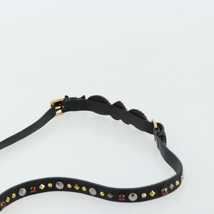 【日本直送】Miu Miu 黑色金色皮革肩背包，正品編號 179629A-7