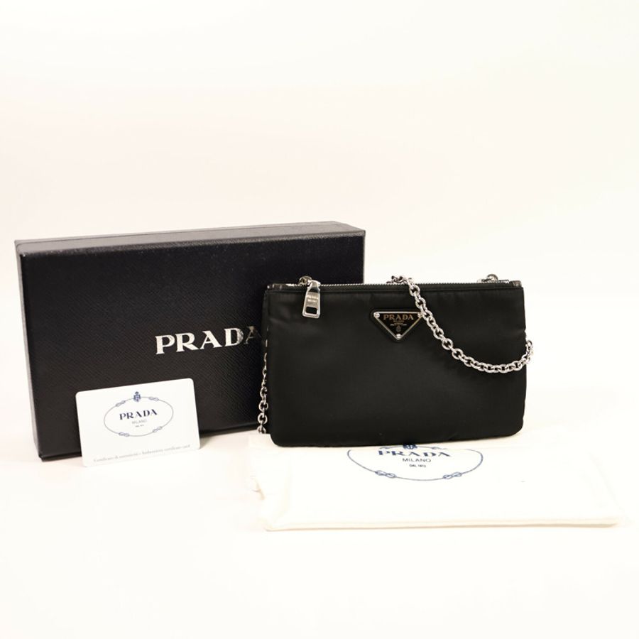 PRADA 尼龍Tessuto Pocket鏈帶肩背袋-10