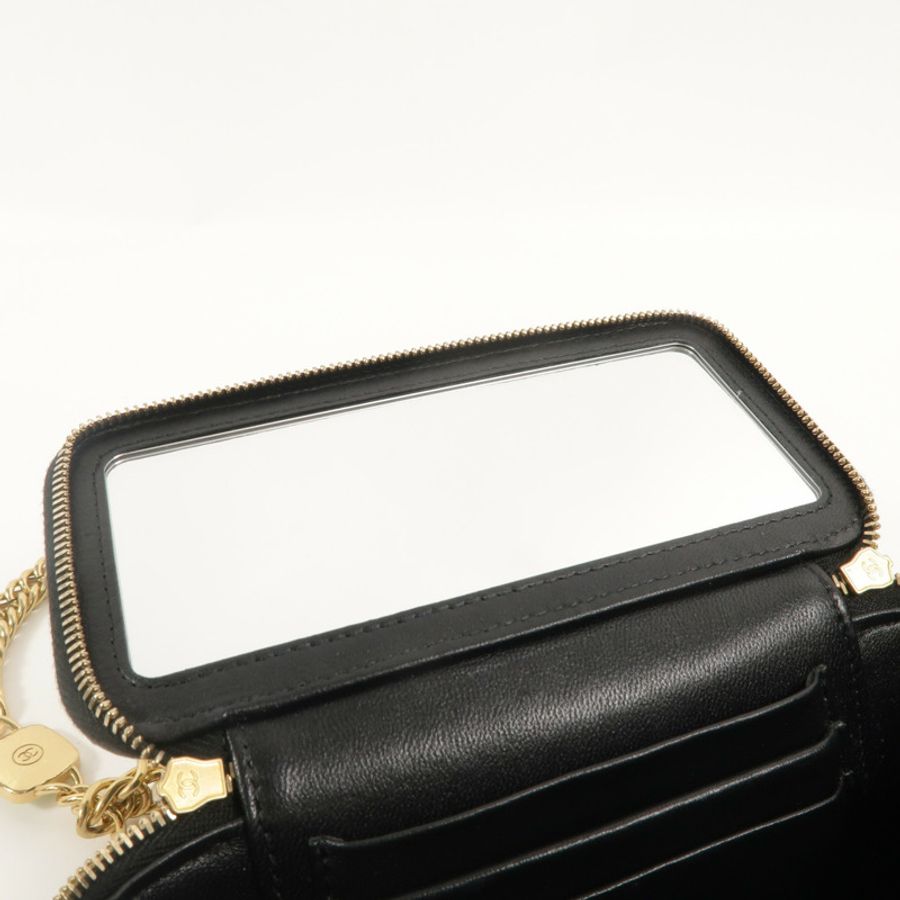 CHANEL 羊皮皮革Vanity Case鏈帶肩背袋-9